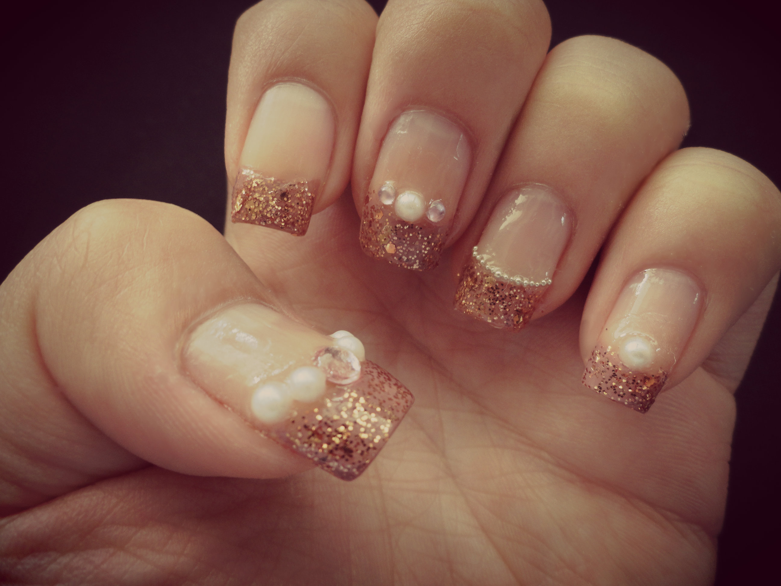 5. Sparkly Gold and White French Tip Nails for Prom - wide 5